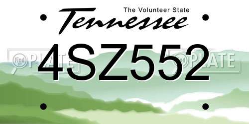 4SZ552 Tennessee License Plate