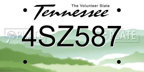 4SZ587 Tennessee License Plate