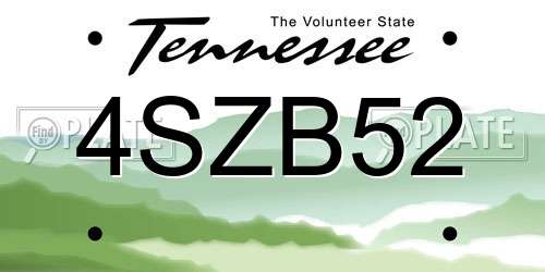 4SZB52 Tennessee License Plate