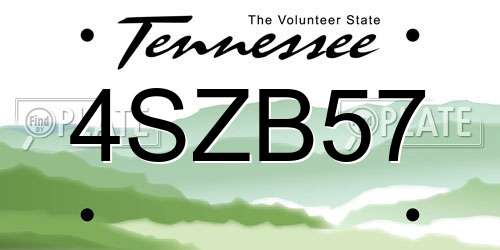 4SZB57 Tennessee License Plate