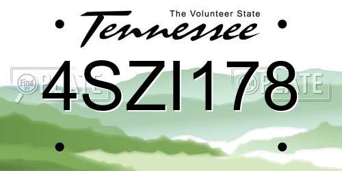 4SZI178 Tennessee License Plate