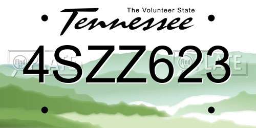 4SZZ623 Tennessee License Plate