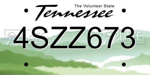 4SZZ673 Tennessee License Plate
