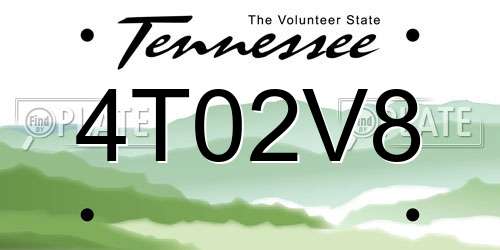 4T02V8 Tennessee License Plate
