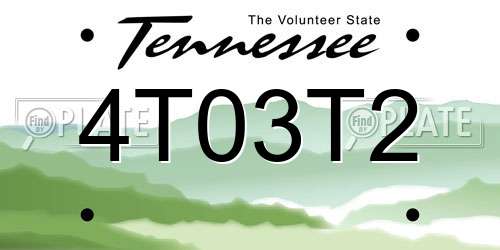 4T03T2 Tennessee License Plate