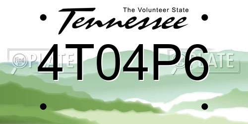 4T04P6 Tennessee License Plate