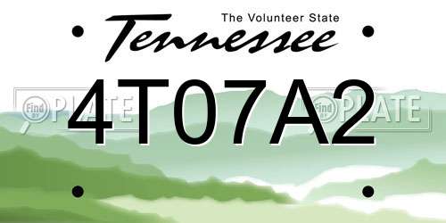 4T07A2 Tennessee License Plate