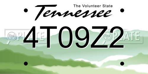 4T09Z2 Tennessee License Plate