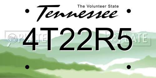 4T22R5 Tennessee License Plate
