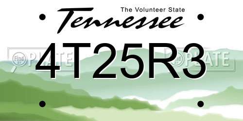 4T25R3 Tennessee License Plate