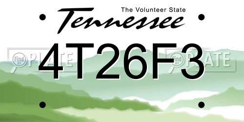 4T26F3 Tennessee License Plate