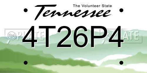 4T26P4 Tennessee License Plate