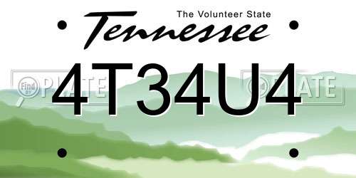 4T34U4 Tennessee License Plate