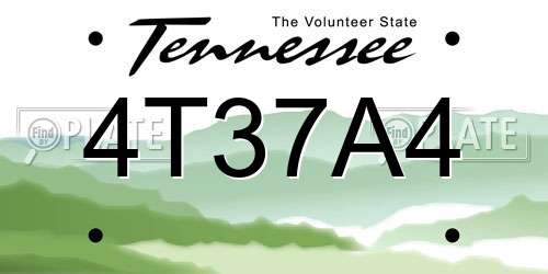 4T37A4 Tennessee License Plate
