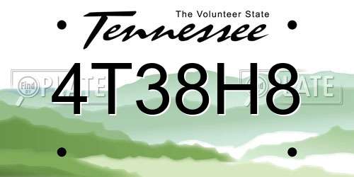 4T38H8 Tennessee License Plate