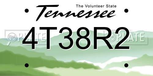 4T38R2 Tennessee License Plate