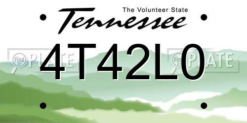4T42L0 Tennessee License Plate
