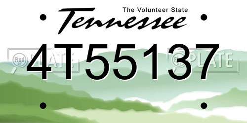 4T55137 Tennessee License Plate