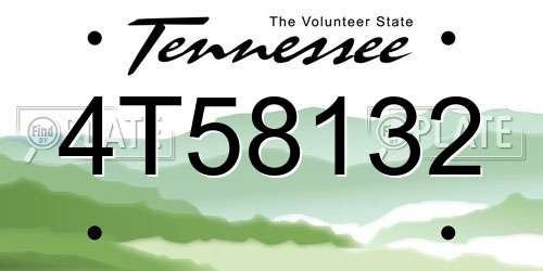 4T58132 Tennessee License Plate