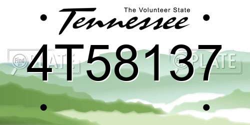 4T58137 Tennessee License Plate