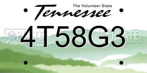 4T58G3 Tennessee License Plate