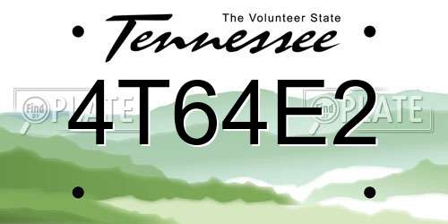 4T64E2 Tennessee License Plate