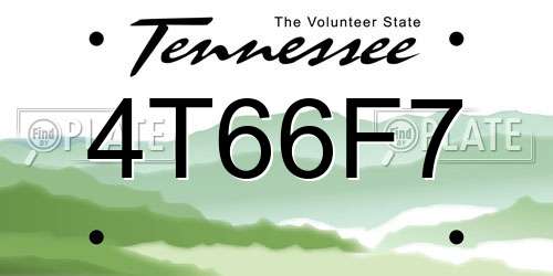 4T66F7 Tennessee License Plate