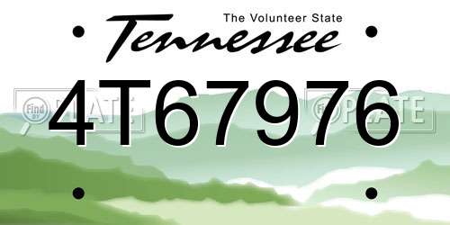4T67976 Tennessee License Plate