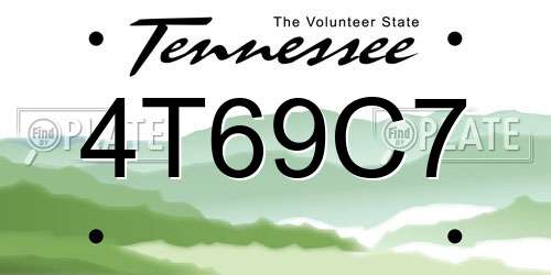 4T69C7 Tennessee License Plate