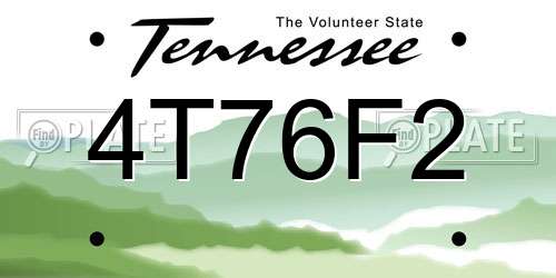 4T76F2 Tennessee License Plate