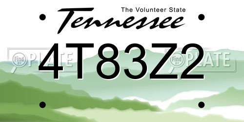 4T83Z2 Tennessee License Plate