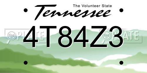 4T84Z3 Tennessee License Plate