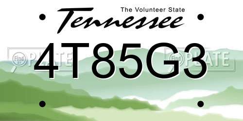 4T85G3 Tennessee License Plate