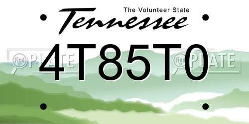 4T85T0 Tennessee License Plate