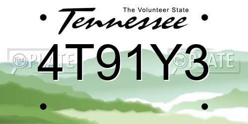 4T91Y3 Tennessee License Plate