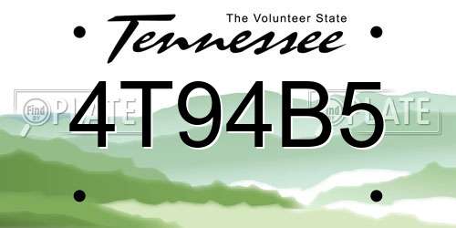 4T94B5 Tennessee License Plate
