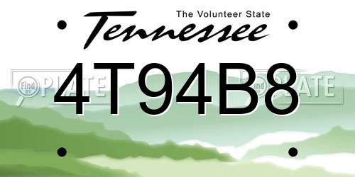 4T94B8 Tennessee License Plate