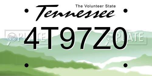 4T97Z0 Tennessee License Plate