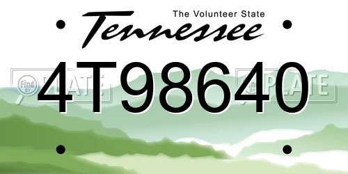 4T98640 Tennessee License Plate