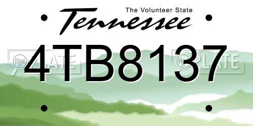 4TB8137 Tennessee License Plate