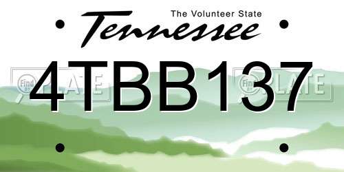 4TBB137 Tennessee License Plate