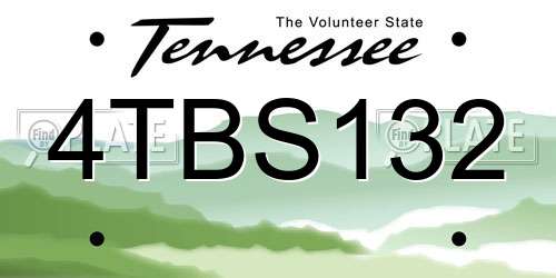 4TBS132 Tennessee License Plate
