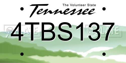 4TBS137 Tennessee License Plate