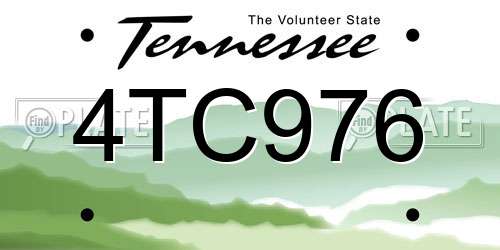 4TC976 Tennessee License Plate