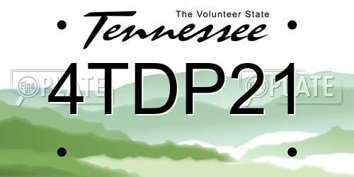 4TDP21 Tennessee License Plate
