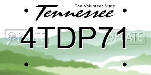 4TDP71 Tennessee License Plate