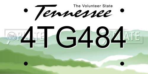 4TG484 Tennessee License Plate