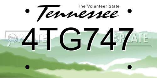 4TG747 Tennessee License Plate