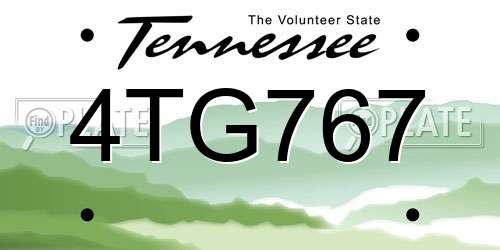 4TG767 Tennessee License Plate
