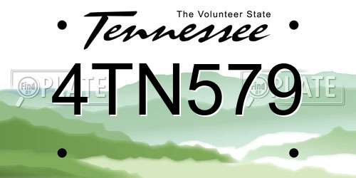 4TN579 Tennessee License Plate